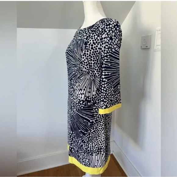 Eliza J Navy and Yellow Starburst Midi Dress - Picture 2 of 6